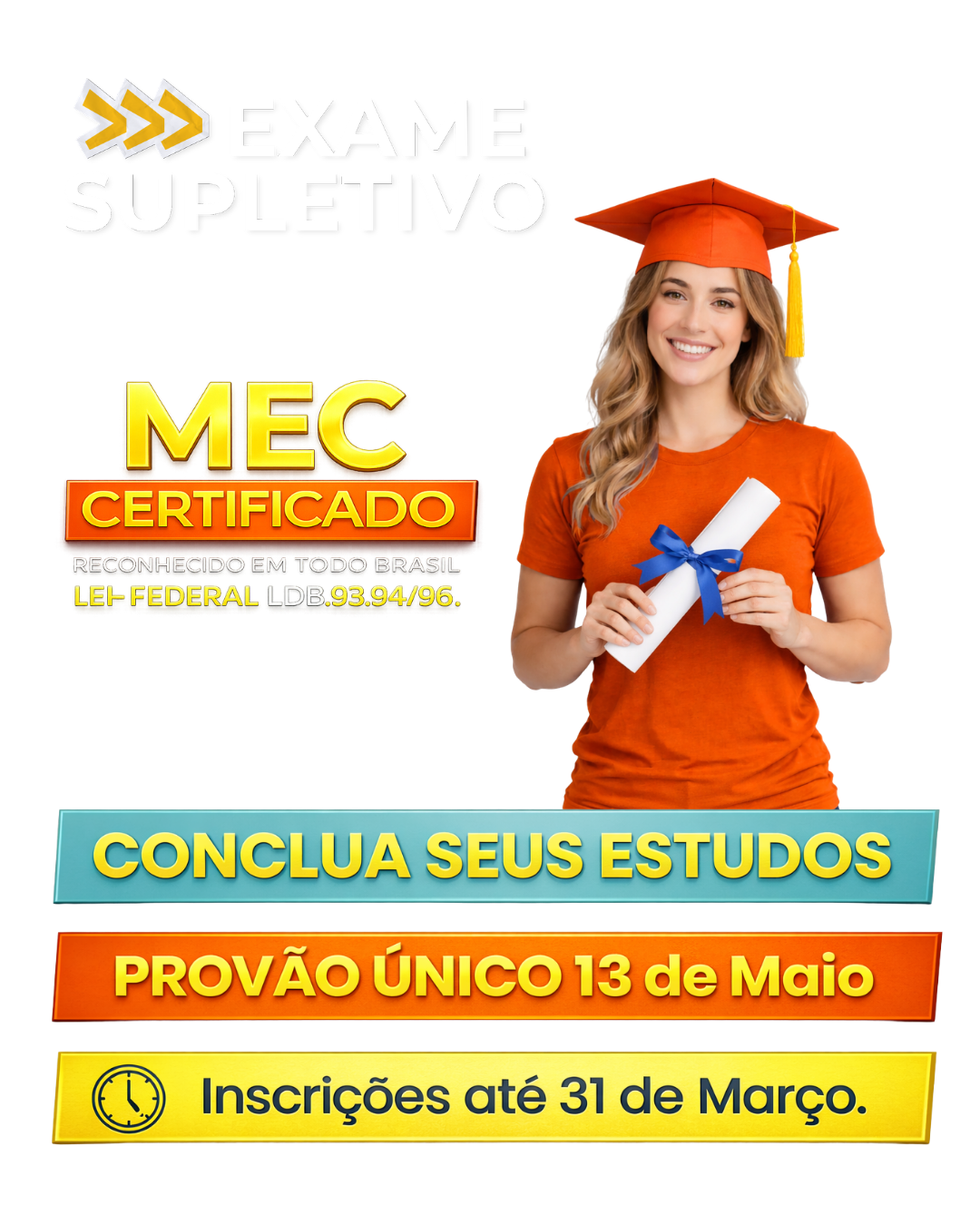Supletivo rápido conclusão do ensino médio supletivo EAD confiável ensino médio online exame supletivo MEC